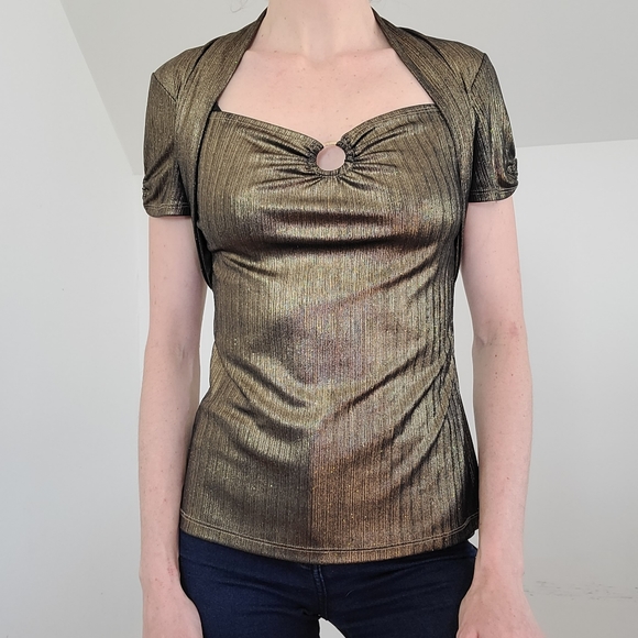 VINTAGE - Gold sparkle top - Picture 4 of 14